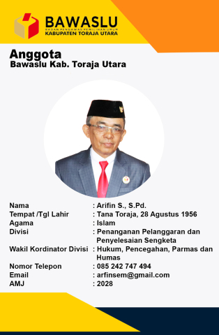 Pimpinan Bawaslu Kabupaten Toraja Utara