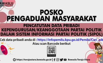 Bawaslu Toraja Utara Buka Posko Pengaduan Masyarakat